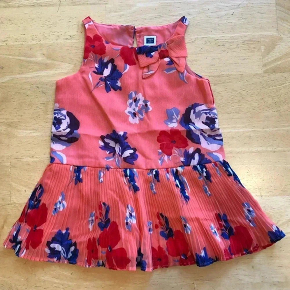 Janie and Jack Corral Pleated Dress with Floral Print NWOT 6-12 Months - Picture 1 of 7